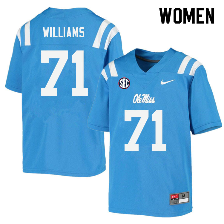 Women #71 Jayden Williams Ole Miss Rebels College Football Jerseys Sale-Power Blue - Click Image to Close